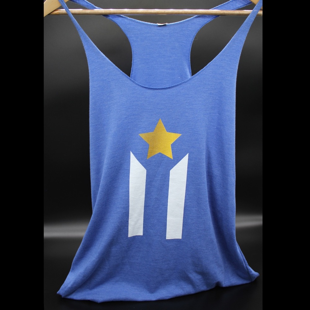 Puerto Rico gold star Raw edge tank top